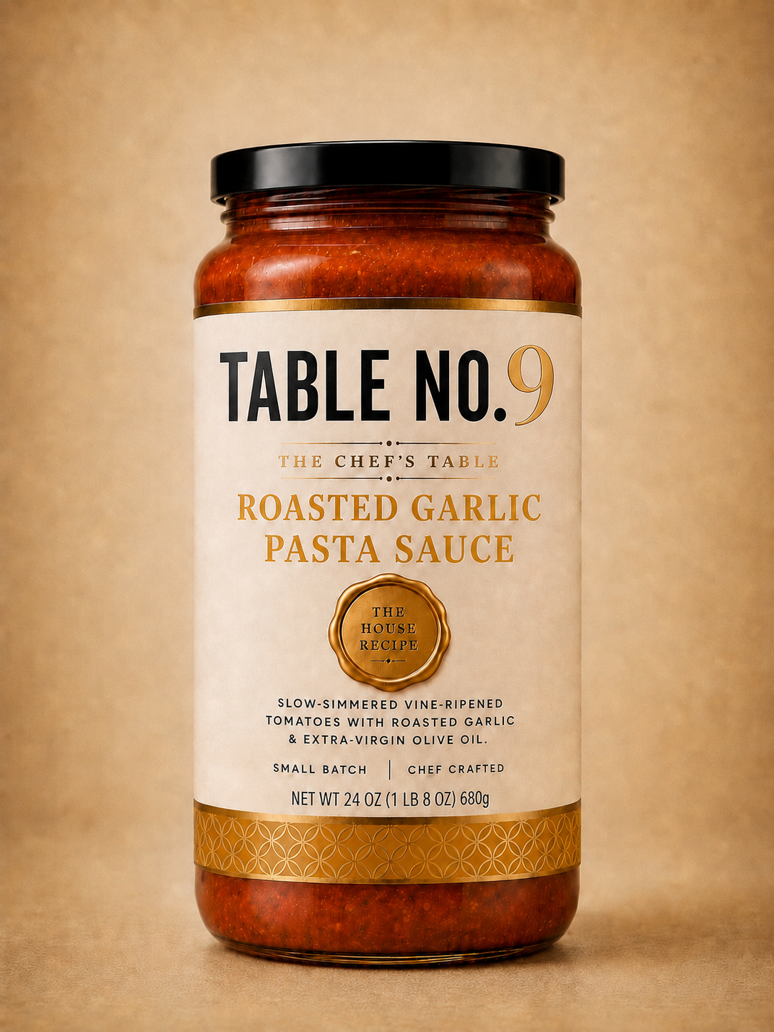 Table No.9 Roasted Garlic Pasta Sauce, 24 oz (1 lb 8 oz) 680g
